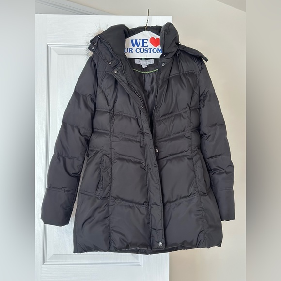 Marc New York, Andrew Marc - Women's Black Mid-Length Puffer Coat (L) - Picture 2 of 16